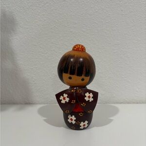 Kokeshi doll floral kimono wood doll